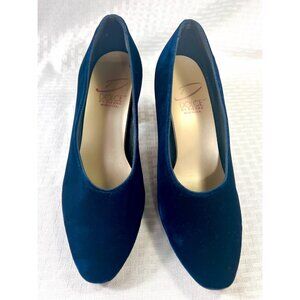 Dark Blue Velvety Dolce By Pierre Heels Dressy made in USA Womans size 8 1/2 med